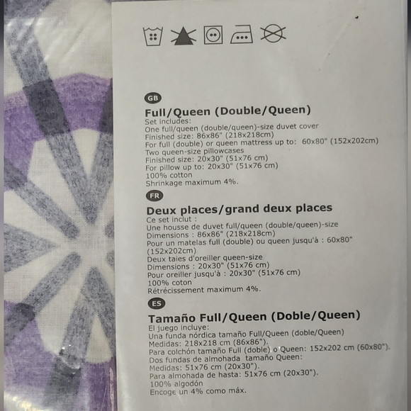 IKEA VATTENFRANE Full Queen Duvet Cover w2 Pillowcases Bed - Picture 3 of 3